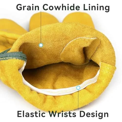 OZERO Leather Work Gloves Large | EN388 Certified Tough Cowhide for Gardening, Construction, Driving thumbnail 2