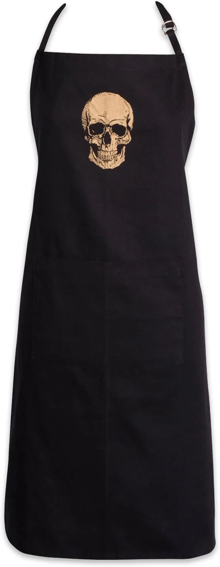 DII Happy Halloween Collection Goth Style Spooky Kitchen Apron, One Size, Gold Skull | Festive Halloween Apron for Men & Women - main product image