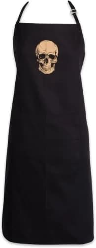 DII Happy Halloween Collection Goth Style Spooky Kitchen Apron, One Size, Gold Skull | Festive Halloween Apron for Men & Women thumbnail 1