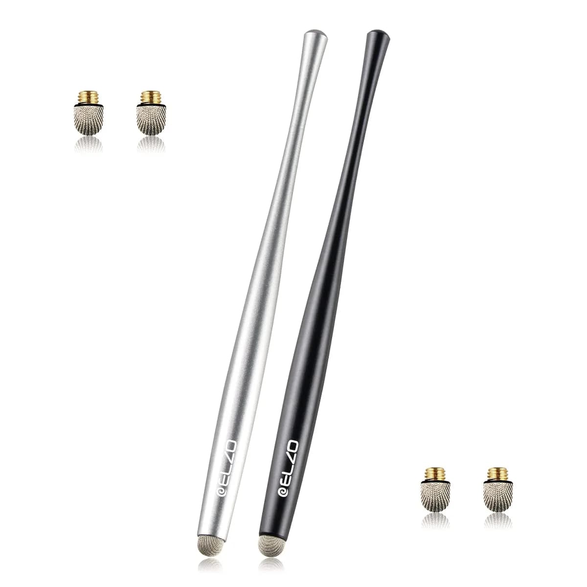 ELZO Stylus Pen Combo 2 Pack | Universal Capacitive Touch Screen with 4 Fiber Tips for Tablets & Phones
