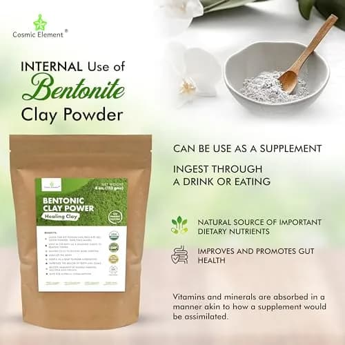 Cosmic Element Calcium Bentonite Clay Powder 4 oz | Skin Detox & Deep Pore Cleansing thumbnail 5