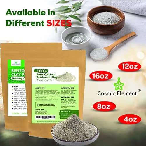 Cosmic Element Calcium Bentonite Clay Powder 4 oz | Skin Detox & Deep Pore Cleansing thumbnail 7