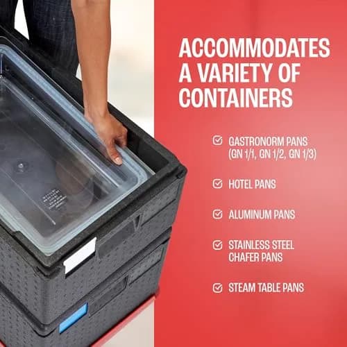 Cambro Cam GoBox Insulated Food Pan Carrier - 46L (45.4 Quarts) - Top Loader - Gray | Keeps Food Hot 4+ Hours thumbnail 4
