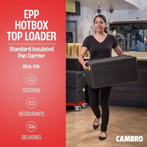 Cambro Cam GoBox Insulated Food Pan Carrier - 46L (45.4 Quarts) - Top Loader - Gray | Keeps Food Hot 4+ Hours thumbnail 2