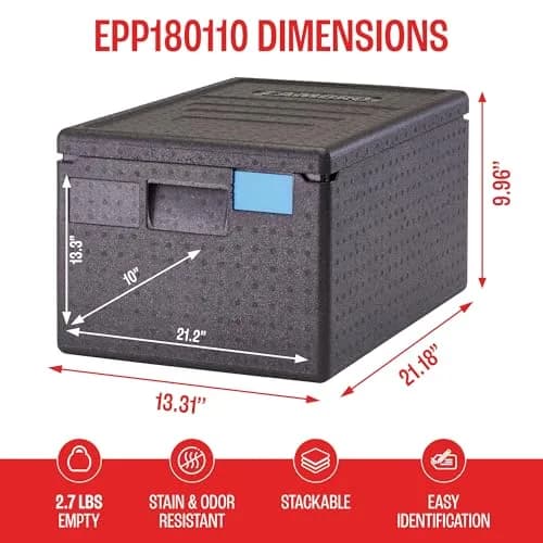 Cambro Cam GoBox Insulated Food Pan Carrier - 46L (45.4 Quarts) - Top Loader - Gray | Keeps Food Hot 4+ Hours thumbnail 3
