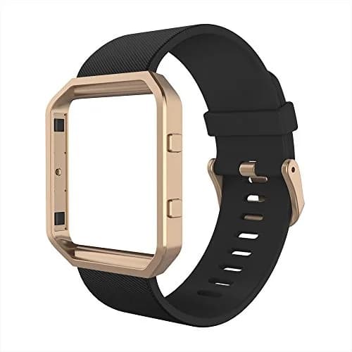 Simpeak Sport Band Compatible with Fitbit Blaze Small (24mm) | Black Band + Rose Gold Frame thumbnail 1