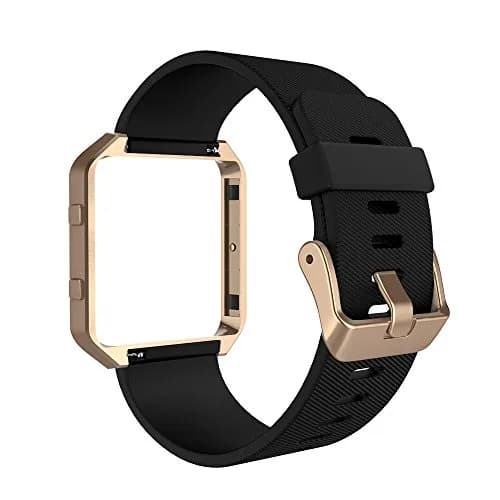 Simpeak Sport Band Compatible with Fitbit Blaze Small (24mm) | Black Band + Rose Gold Frame thumbnail 4