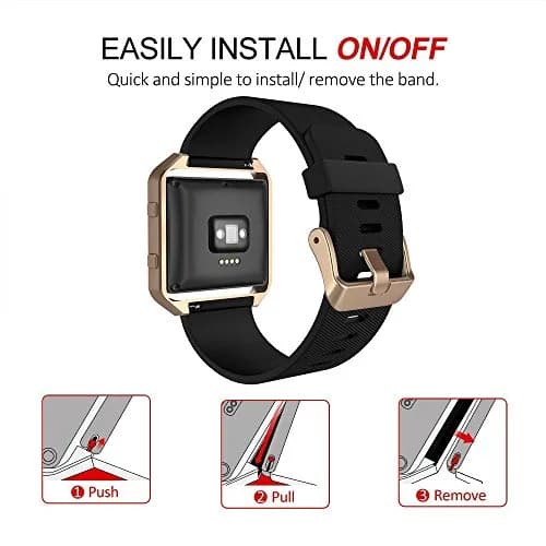 Simpeak Sport Band Compatible with Fitbit Blaze Small (24mm) | Black Band + Rose Gold Frame thumbnail 5