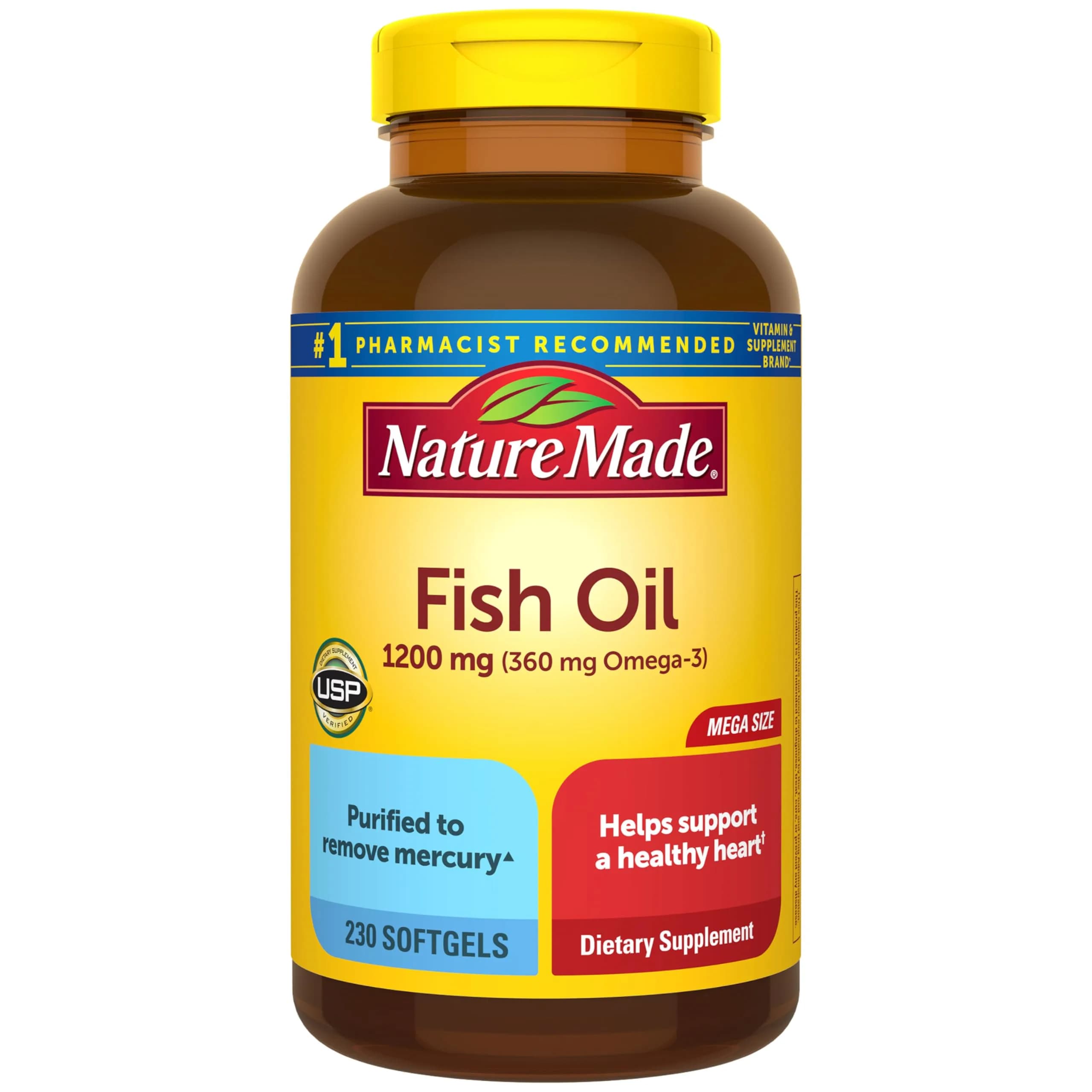 Nature Made Fish Oil Omega 3 Supplements 1200 mg Softgels 230 Count