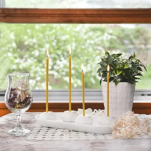 Votprof Set of 2 Small White Ceramic Candleholders for Votprof Slim Taper Candles | Durable, Modern Design thumbnail 2