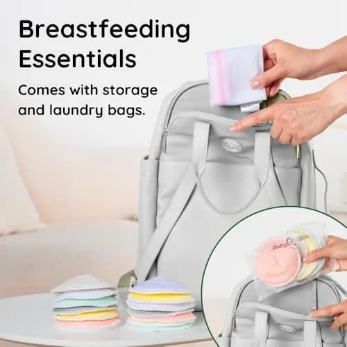 BABY BLISS Organic Nursing Pads Washable Bamboo Viscose Breastfeeding Pads 14 Count (Pastel Touch, 3.9") | Triple-Layer Leak Protection thumbnail 8