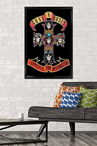 Trends International Guns N' Roses Cross Wall Poster 60.6 cm x 86.4 cm (24.25" x 35.75") Black Framed Version | Music Wall Art thumbnail 2