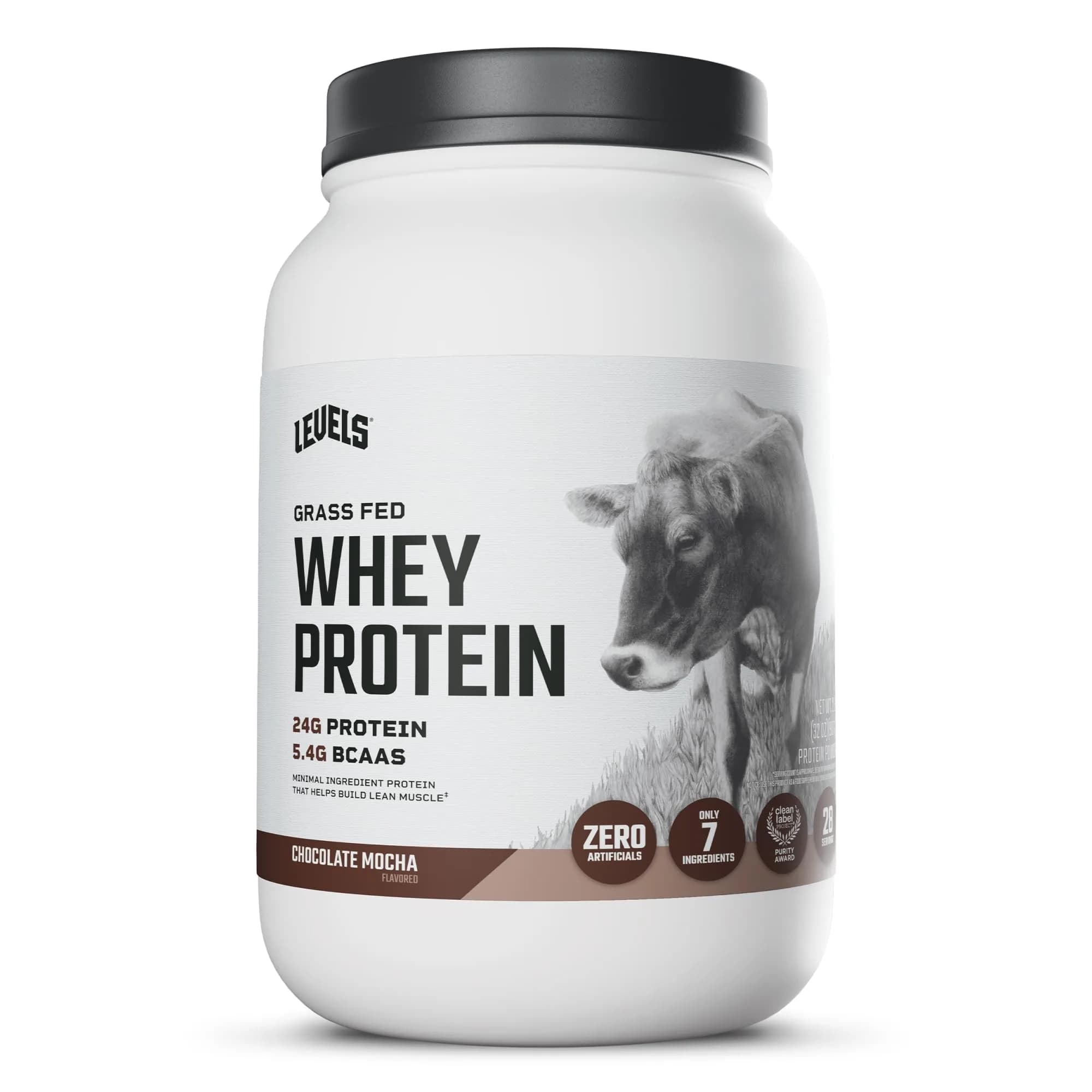 Levels Nutrition Chocolate Mocha protein powder tub Whey concentrate 28 servings