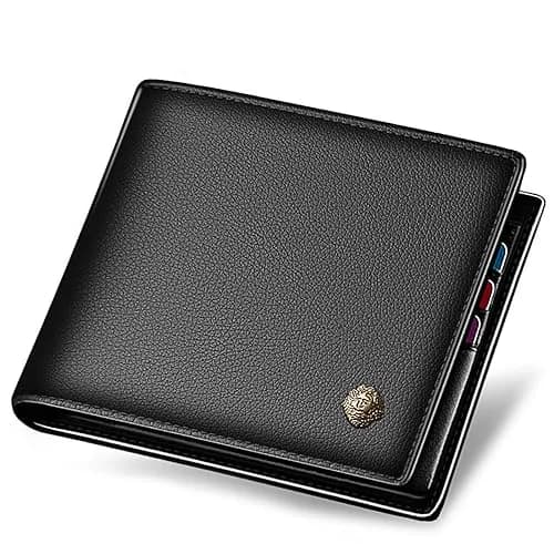 LAORENTOU Genuine Leather Bifold Wallet for Men with Zipper Coin Pocket & ID Window | 11cm x 9.5cm x 2cm thumbnail 1