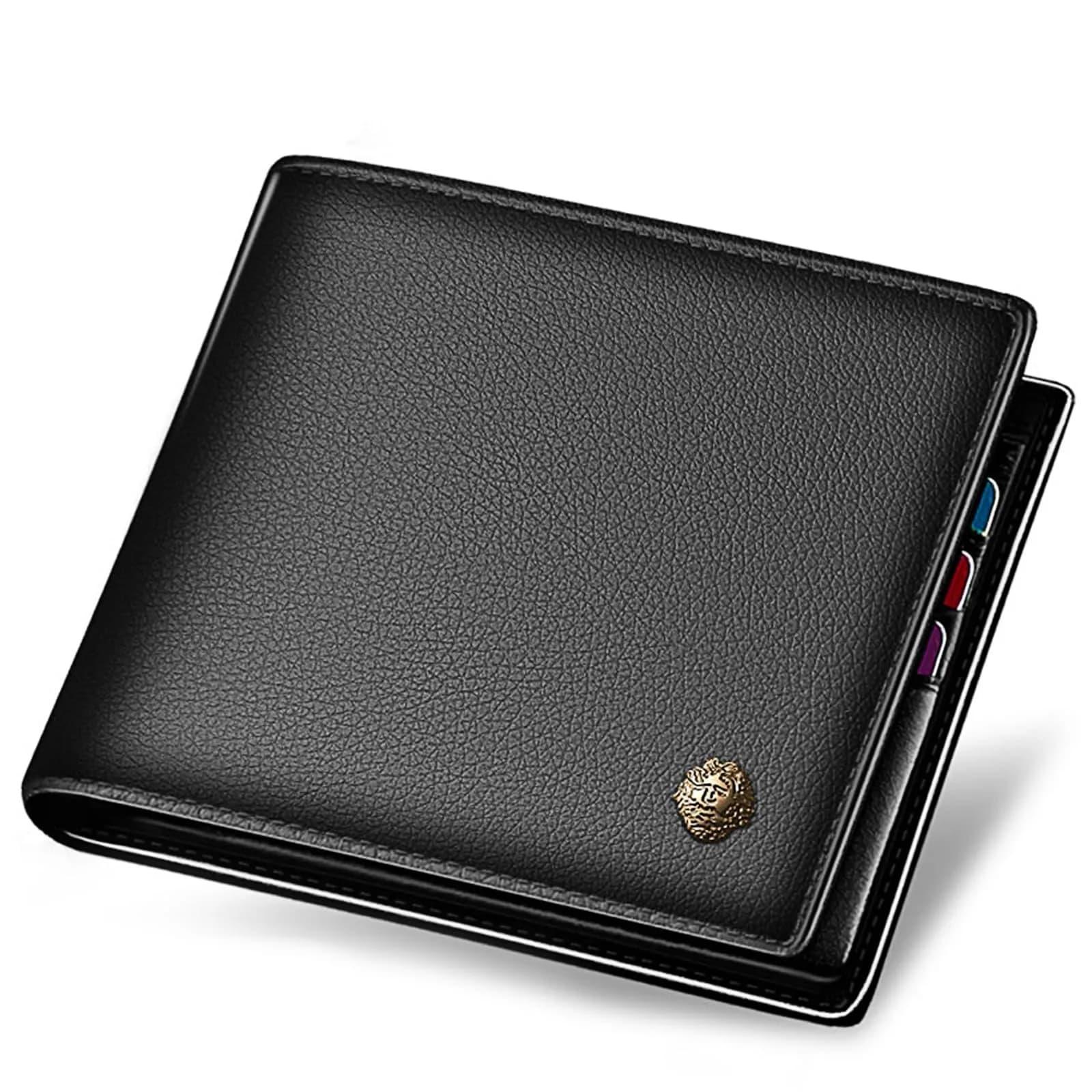 LAORENTOU Genuine Leather Bifold Wallet for Men with Zipper Coin Pocket & ID Window | 11cm x 9.5cm x 2cm - main product image