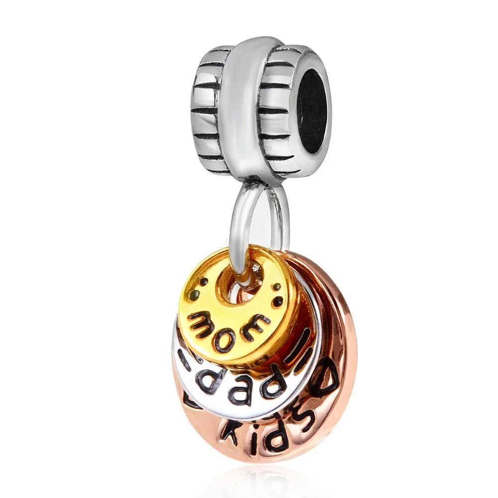 CharmsJewelry Rose Gold Charm 925 Sterling Silver | Elegant Mom Dad Bead for Charms Bracelet - main product image