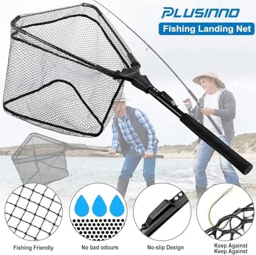 PLUSINNO 20"/52 cm Hoop Size 3 Section Telescopic Fishing Net 59" Extend Length | Catch and Release Net for Bass Trout Salmon thumbnail 6