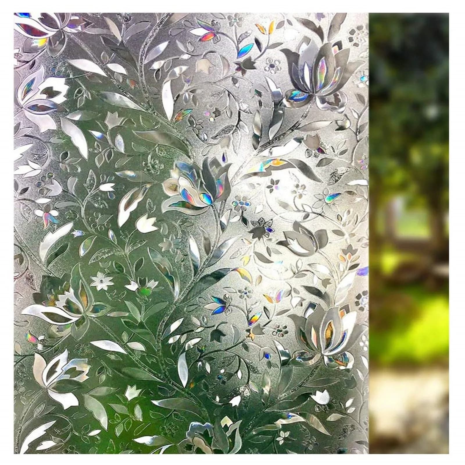 LEMON CLOUD Tulip Stained Glass Window Film 55.7 sq m (19.34 Sq Ft) | Static Cling Privacy & UV Protection