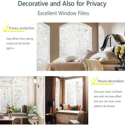 LEMON CLOUD Tulip Stained Glass Window Film 55.7 sq m (19.34 Sq Ft) | Static Cling Privacy & UV Protection thumbnail 4