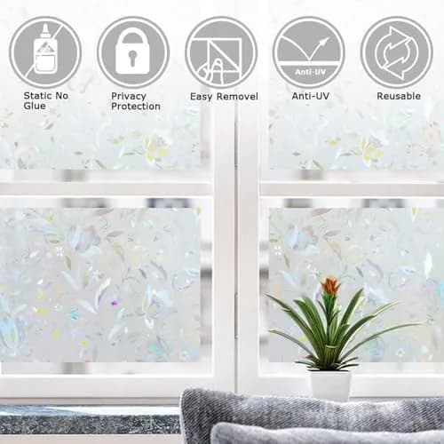 LEMON CLOUD Tulip Stained Glass Window Film 55.7 sq m (19.34 Sq Ft) | Static Cling Privacy & UV Protection thumbnail 6