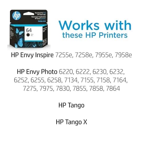 HP 64 Black Ink Cartridge | 200 Pages | Works with HP Envy Photo, Inspire, Tango Series Printers thumbnail 2