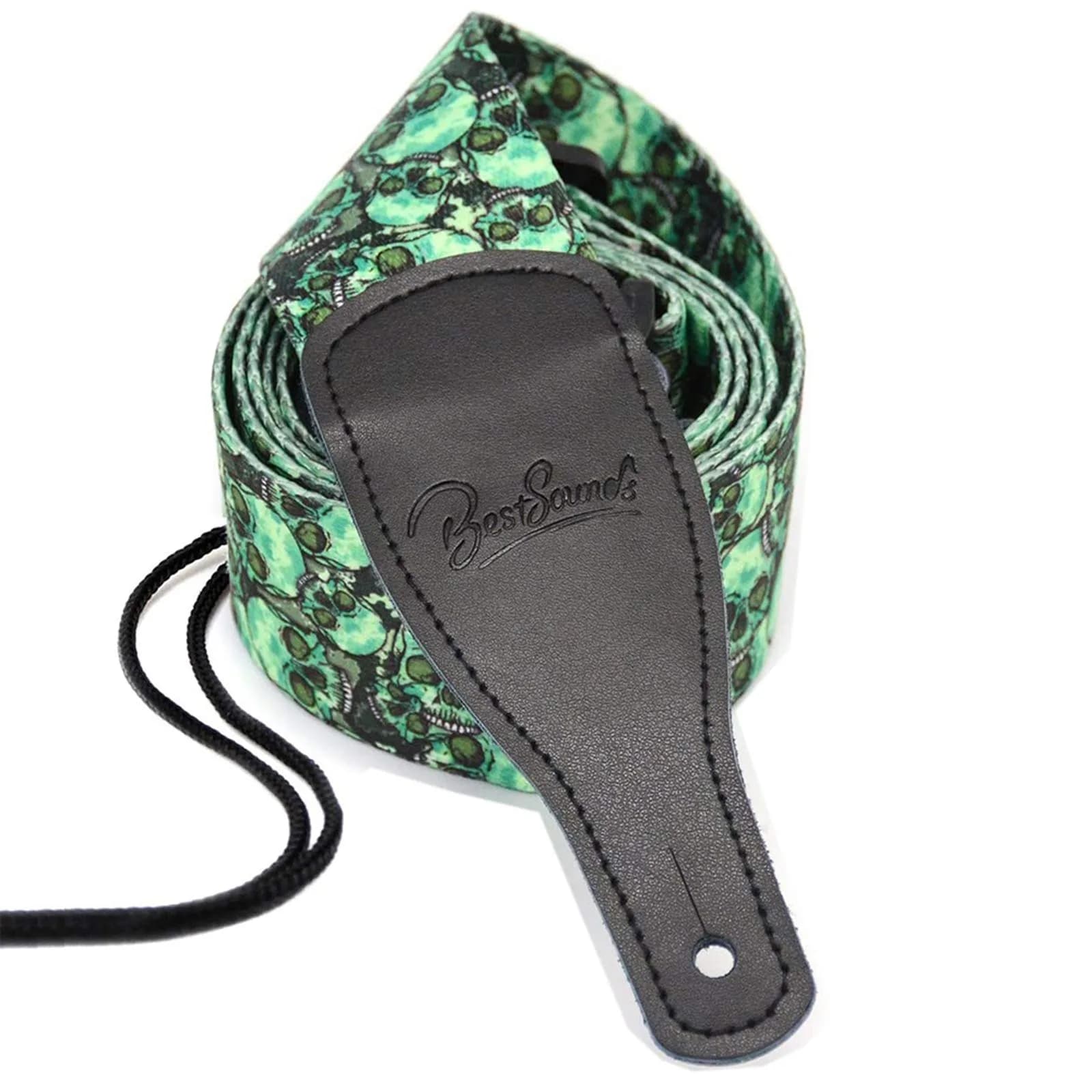 BestSounds Skull Guitar Strap & Genuine Leather Ends | Adjustable 2" Wide, Suitable for Bass, Electric & Acoustic Guitars - main product image