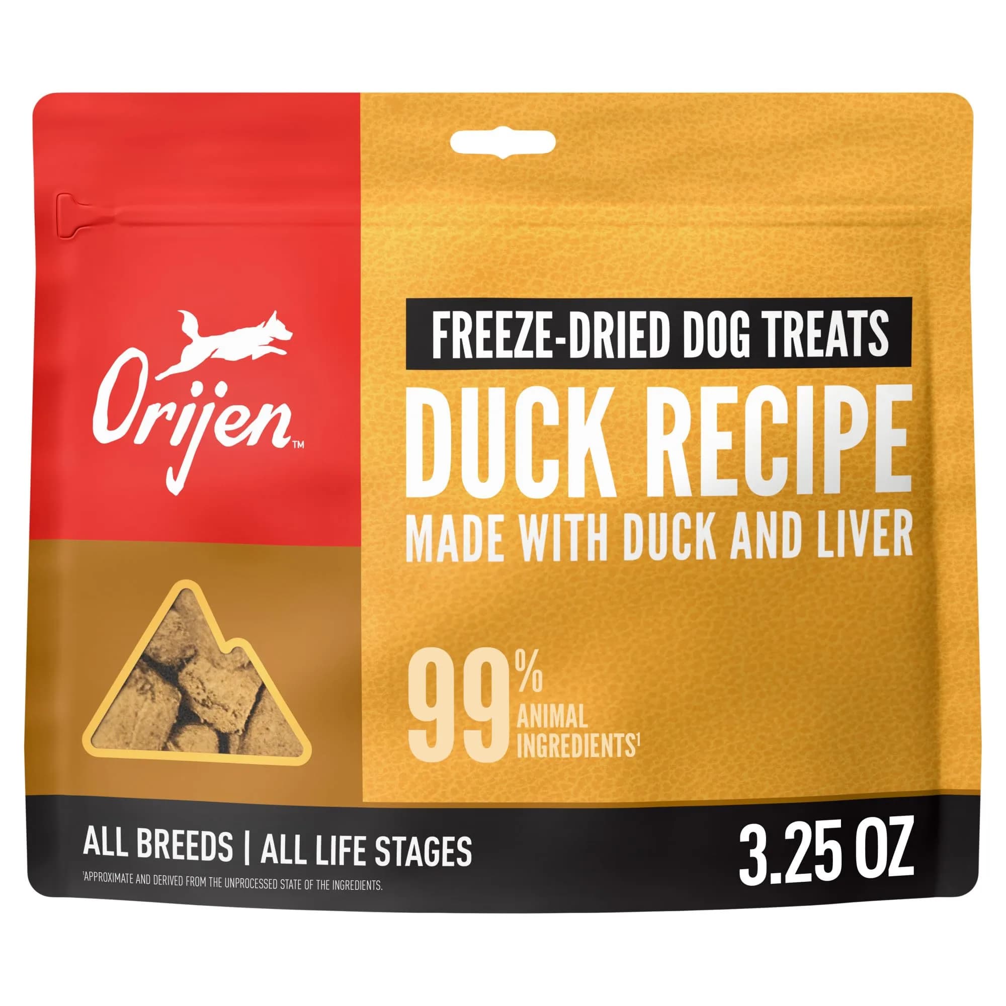 ORIJEN WHOLEPREY Freeze Dried Dog Treats Free-Run Duck 3.25oz | High Protein, Nutrients Locked In - main product image