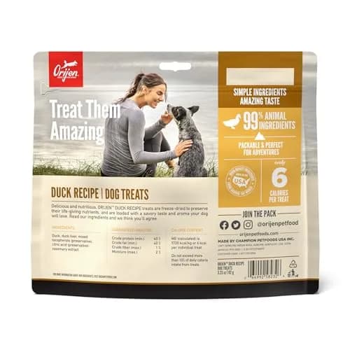ORIJEN WHOLEPREY Freeze Dried Dog Treats Free-Run Duck 3.25oz | High Protein, Nutrients Locked In thumbnail 2