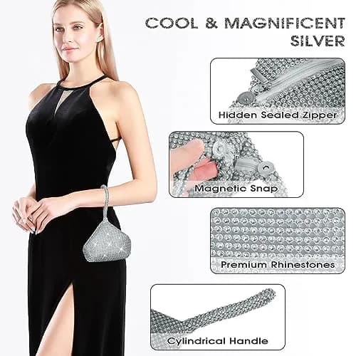 JIAN YA NA Evening Clutch Bag for Women | Rhinestone Party Purse with Magnetic Closure thumbnail 6
