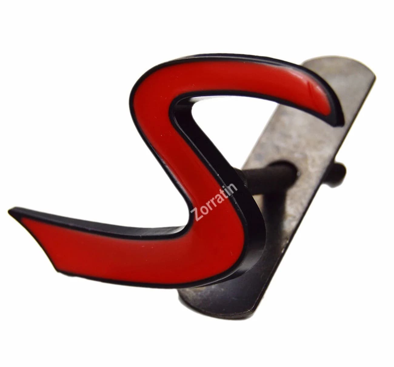 Zorratin Vehicle Emblem for MINI Cooper R56 F56 | Weatherproof Metal Red Grille Badge (125*25mm) — black trim red w/ mount