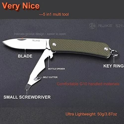 Ruike Small Keychain Knife for Men,Women Gifts,5 in1 Multitool, 12C27 Steel,Mini EDC Tactical Folding Pocket Knives Camping Key Tool,Multifunction,Scissors,Screwdriver,Bottle Opener,Cute Outdoor Gear | Compact & Multifunctional thumbnail 7