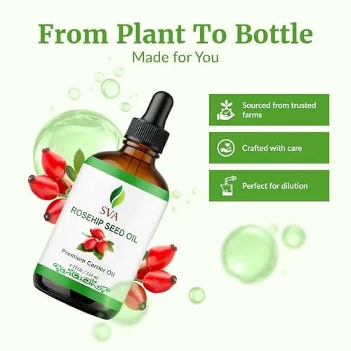 SVA ORGANICS Organic Rosehip Seed Oil 4 Fl Oz (118 ml) - Pure & Natural Carrier Oil thumbnail 4