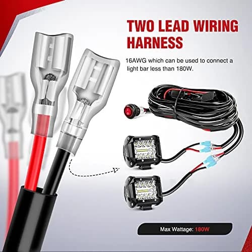 Nilight NI-WA 06 LED Light Bar Wiring Harness Kit with 2 Leads, 12V On/Off Switch, Relay & Fuse | 3.05 m (10 ft) Cable thumbnail 3