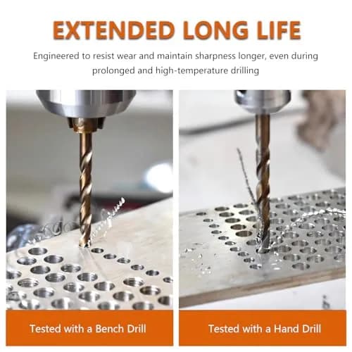 HYMNORQ 13-Pc M35 Cobalt Drill Bit Set, 1.5-6.5mm | Heavy-Duty Metalworking Tools thumbnail 7
