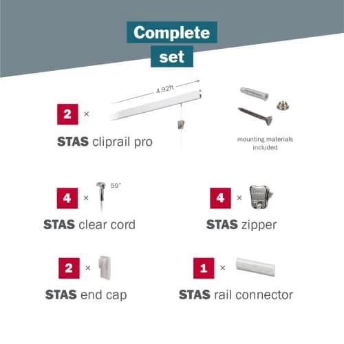 Stas Picture Hanging Systems Cliprail Pro Set - Heavy Duty Aluminum Rail 9.84 ft | Elegant Gallery Kit for Home & Museum thumbnail 3