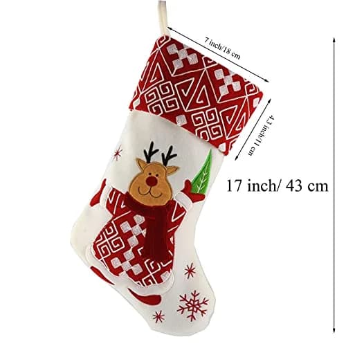 WEWILL Classic Christmas Stockings Set of 2 Elk, Snowman 17 inch | Festive Holiday Decor thumbnail 3