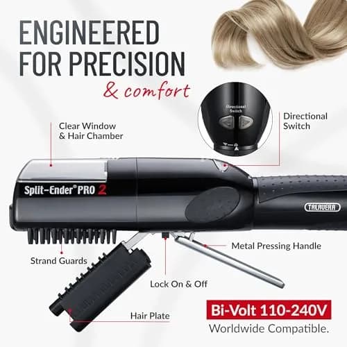 Split-Ender Pro 2 - Cordless Hair Trimmer for Damaged & Dry Hair | Safe Split End Removal (70-120c) thumbnail 8