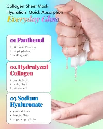 DERMAL 24 Combo Korean Essence Sheet Mask Variety Pack, Collagen & More | 24 Masks (552ml) thumbnail 6