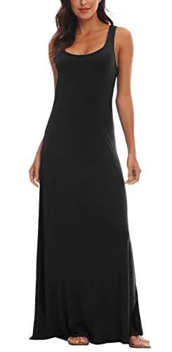 Urban CoCo Women's Scoop Neck Solid Sleeveless Maxi Dress 95% Polyester 5% Spandex | Casual Summer Beach Wear thumbnail 1