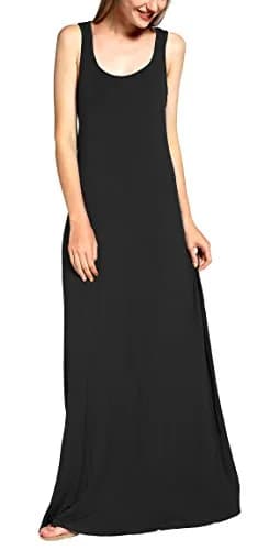 Urban CoCo Women's Scoop Neck Solid Sleeveless Maxi Dress 95% Polyester 5% Spandex | Casual Summer Beach Wear thumbnail 3