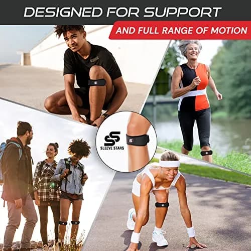 Sleeve Stars Patellar Tendon Support Strap Osgood Schlatter Knee Brace for Youth, Women & Men, Black | Adjustable Fit for Pain Relief thumbnail 5
