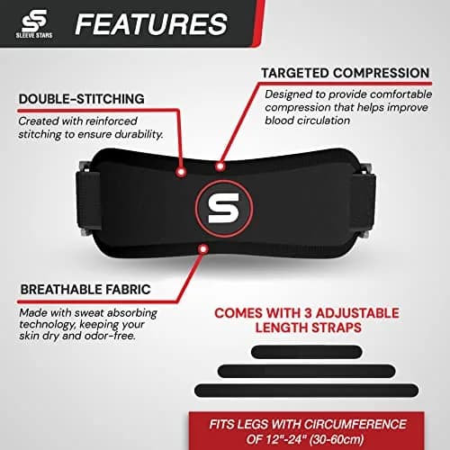 Sleeve Stars Patellar Tendon Support Strap Osgood Schlatter Knee Brace for Youth, Women & Men, Black | Adjustable Fit for Pain Relief thumbnail 6
