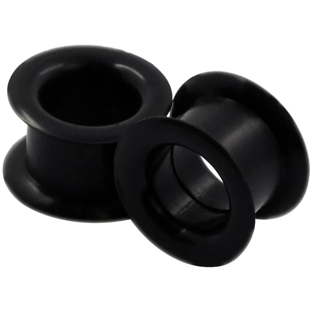 Oyaface Black Silicone Ear Tunnels 16mm | Hypoallergenic, Flexible & Stylish