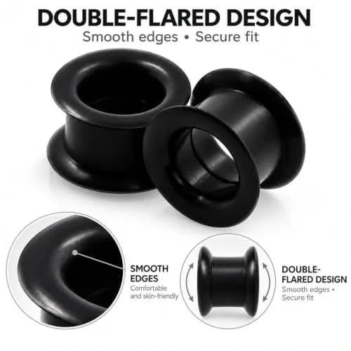 Oyaface Black Silicone Ear Tunnels 16mm | Hypoallergenic, Flexible & Stylish thumbnail 4