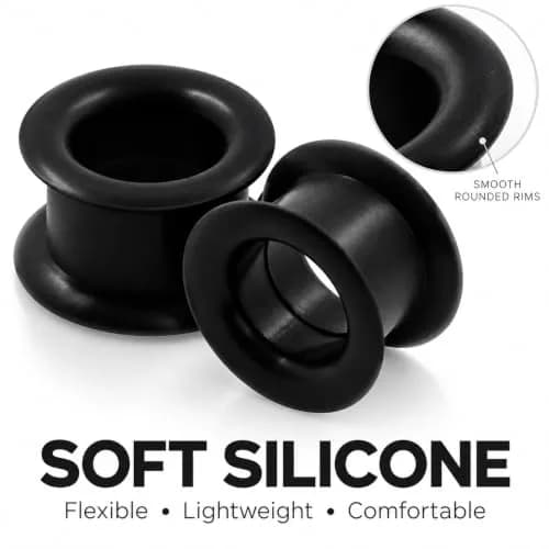 Oyaface Black Silicone Ear Tunnels 16mm | Hypoallergenic, Flexible & Stylish thumbnail 5