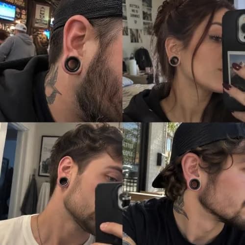 Oyaface Black Silicone Ear Tunnels 16mm | Hypoallergenic, Flexible & Stylish thumbnail 3