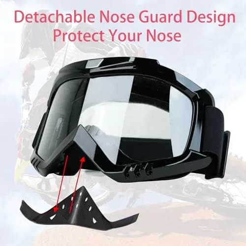 Dmeixs Motorcycle Goggles Motocross ATV Off Road Racing Goggles Clear Lens | Helmet Compatible thumbnail 5