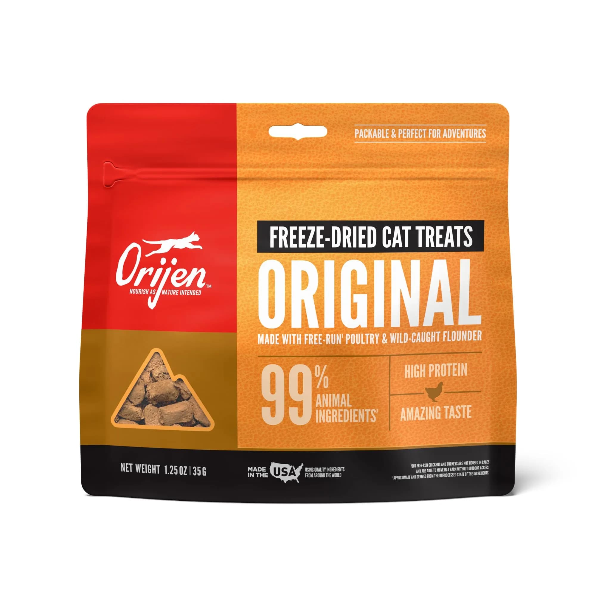 ORIJEN Original Freeze Dried Cat Treats 1.25 oz (35.4 g) | 99% Animal Ingredients, Grain-Free, High Protein - main product image