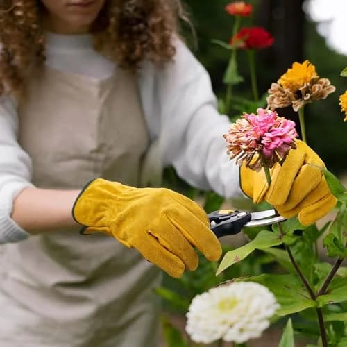 OZERO Leather Work Gloves, Gardening Gloves, Flex Grip, EN388, 1 Pair, M | Durable Cowhide Leather, Certified Tough for Garden & Construction thumbnail 4