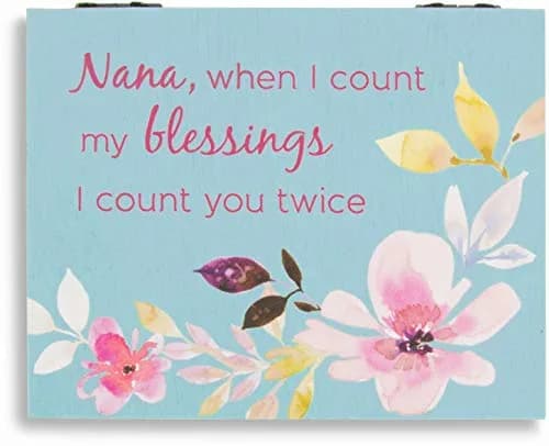 Pavilion Gift Company Nana, When I Count My Blessings I Count You Twice Blue Floral Jewelry Box | Decorative Box for Home Décor thumbnail 5